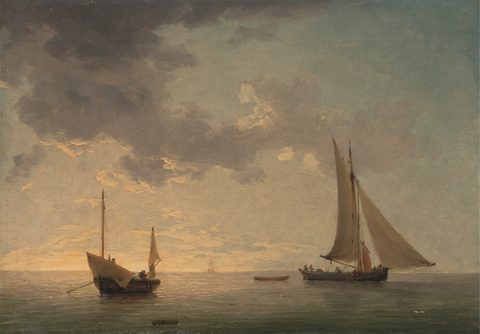A Lugger and a Smack in Light Airs by Charles Brooking — large framed print