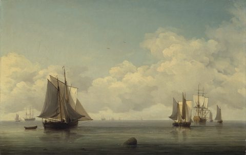 Fishing Boats in a Calm Sea by Charles Brooking — large framed print