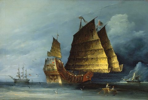 A Trading Junk by Chinese School — large framed print