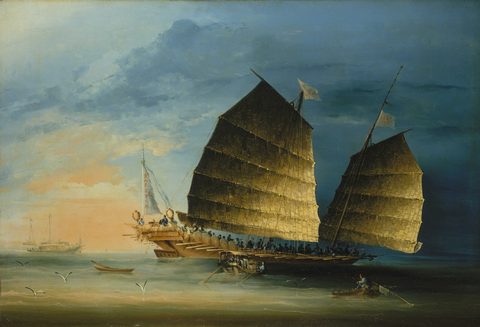 A War Junk by Chinese School — large framed print