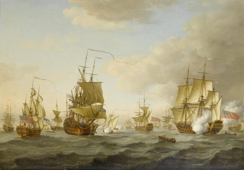 Admiral Byng's Fleet Getting Underway from Spithead by John Cleveley the Elder — large framed print