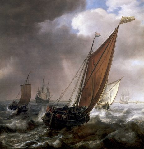 A Dutch Ferry Boat before a Breeze by Simon de Vlieger — large framed print