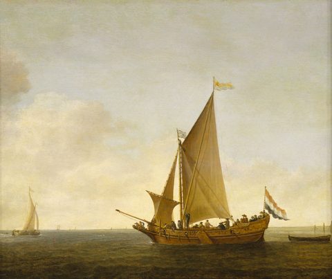 A Dutch Yacht from Zeeland by Simon de Vlieger — large framed print