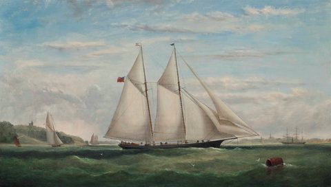 A New York Yacht Club Schooner Racing off Ryde by Arthur Wellington Fowles — large framed print