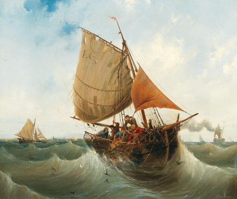 Fishing by the Coast by Ambroise Louis Garneray — large framed print