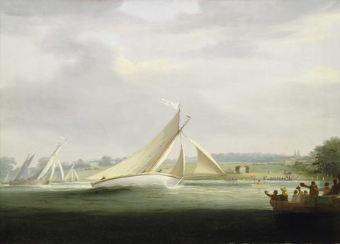 Yachts of the Cumberland Society Racing on the Thames by William Havell — large framed print
