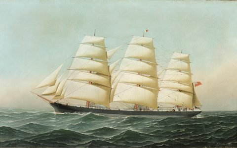 The British Clipper Ship Laomene under Full Sail by Antonio Jacobsen — large framed print
