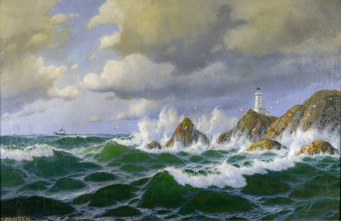 Lighthouse on the Cliffs by Max Jensen — large framed print