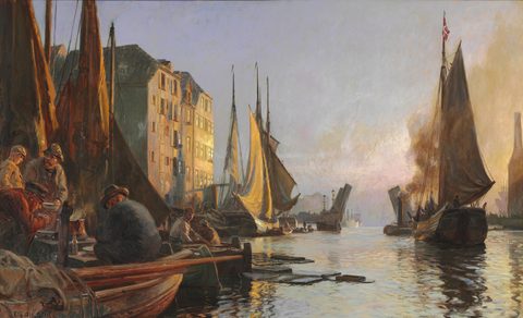 The Harbour at Knippelsbro, Copenhagen by Christian Mølsted — large framed print
