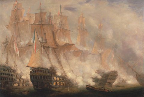 The Battle of Trafalgar by John Christian Schetky — large framed print