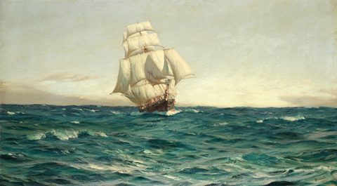 An Old Time Cruiser by Thomas Somerscales — large framed print