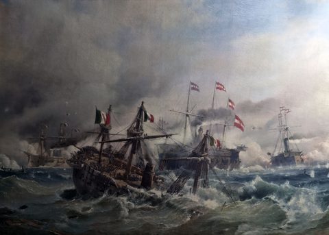 The Battle of Lissa, 1866 by Carl Frederik Sørensen — large framed print