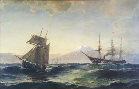Ships off the Coast of Iceland by Carl Frederik Sørensen — large framed print