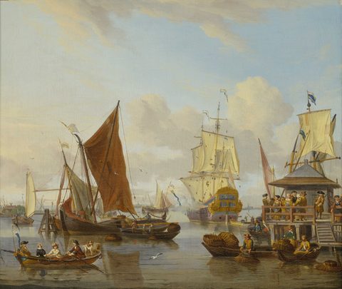 Shipping off Amsterdam by Abraham Storck — large framed print