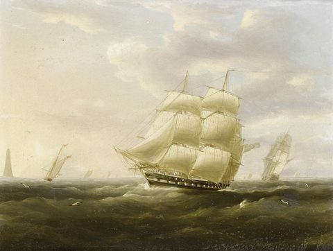 A British Frigate Bowling down the Channel past the Eddystone by Thomas Buttersworth — large framed print