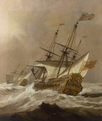 The Resolution in a Gale by Willem van de Velde the Younger — large framed print
