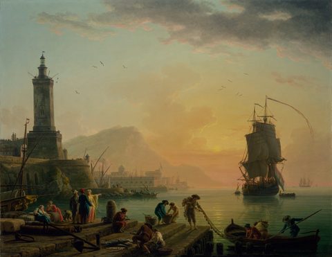 A Calm at a Mediterranean Port by Claude-Joseph Vernet — large framed print