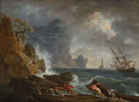 An Italian Harbour in Stormy Weather by Claude-Joseph Vernet — large framed print