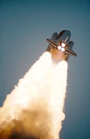 View of shuttle Discovery STS 51-D launch by NASA — large framed print