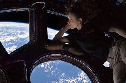 Tracy Caldwell Dyson in the Cupola by NASA / Expedition 24 — large framed print