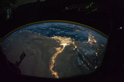 Nile Delta at night by NASA / ISS crew — large framed print
