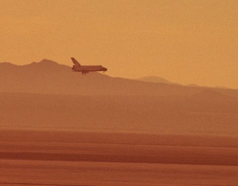 Discovery on approach by NASA — large framed print