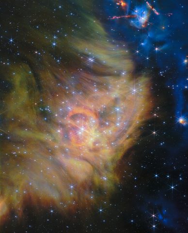 IC 348 (NIRCam image) by NASA, ESA, CSA, Kevin Luhman (PSU), Catarina Alves de Oliveira (ESA), Mahdi Zamani (ESA/Webb) — large framed print