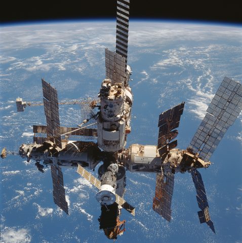 Mir over the blue planet by NASA, 1998, framed print