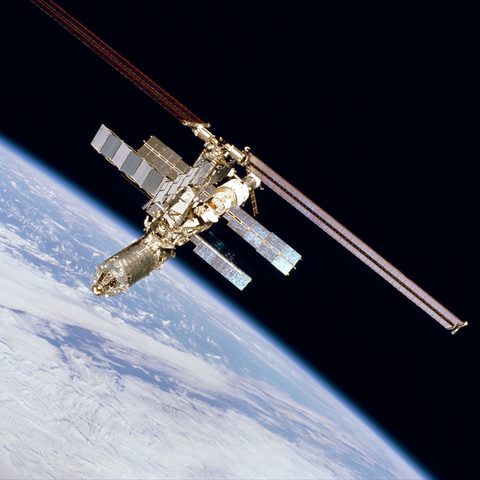 ISS over the Earth limb by NASA / STS-98 crew — large framed print