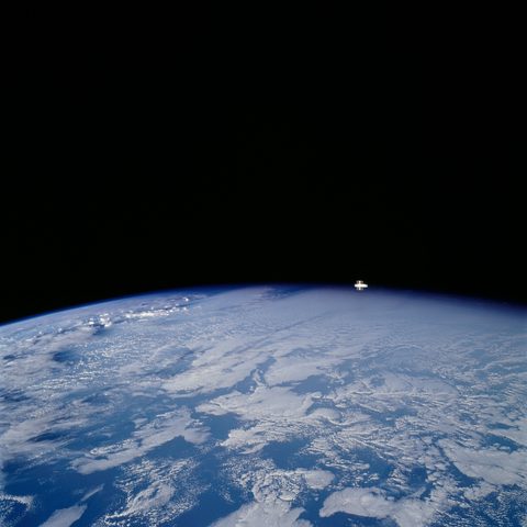 Hubble over the Earth limb by NASA — large framed print