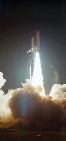 Discovery STS-33 early morning liftoff by NASA — large framed print
