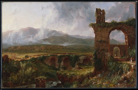 View near Tivoli, Morning by Thomas Cole — large framed print