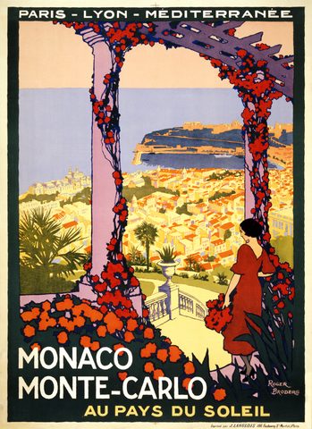 Monaco, Monte-Carlo, au pays du soleil by Roger Broders, c. 1920, framed print
