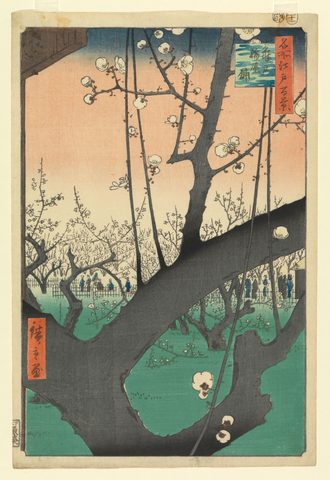 Plum Garden at Kameido by Utagawa Hiroshige, 1857, framed print
