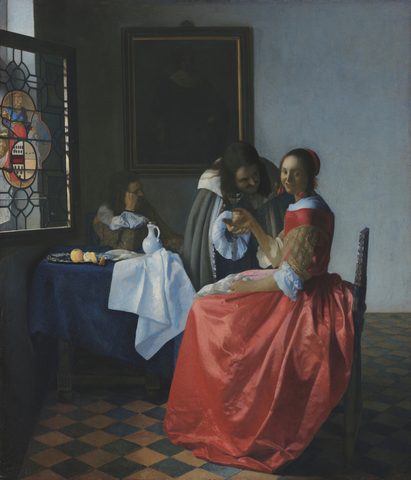 The Girl with the Wine Glass by Johannes Vermeer — large framed print
