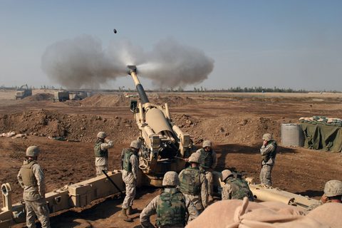 Fallujah howitzer by USMC / Samantha L. Jones — large framed print