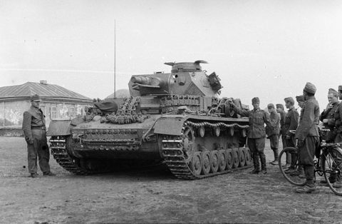 Panzer IV at the Don by Unknown — large framed print