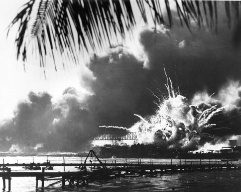USS Shaw exploding by U.S. Navy — large framed print