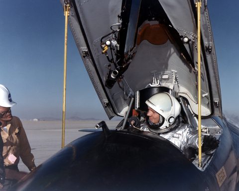 Neil Armstrong in the X-15 cockpit by NASA — large framed print